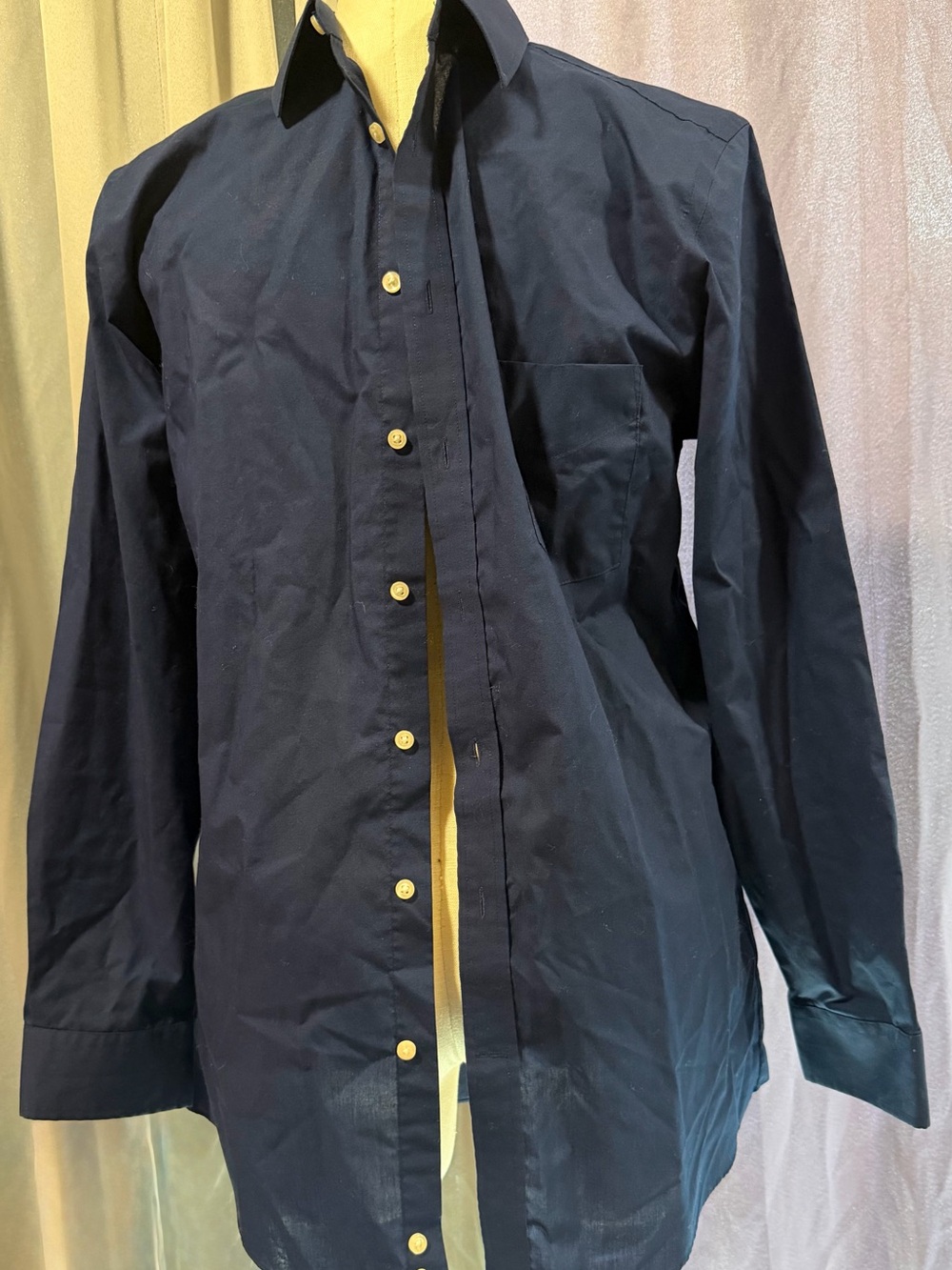 STAFFORD travel performance super shirt Classic Men's Navy Button-Down Shirt